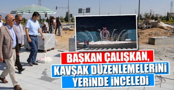 Karamanda Başkan Çalışkan, kavşak çalışmasını inceledi