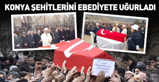 Konya'da  Şehitler dualarla defnedildi