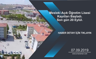 Mesleki Açık Öğretim Lisesi Kayıtları Başladı. Son gün 20 Eylül.